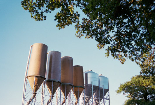 Small grain silos. Norfolk, UK.