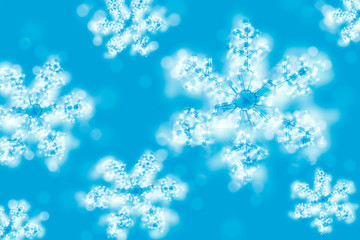 Winter blue background with snowflakes.