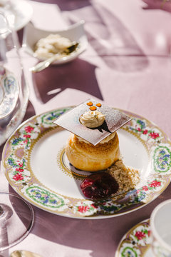 Elegant Puff Pastry Dessert on a table at an event
