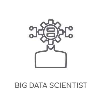 Big Data Scientist Linear Icon. Modern Outline Big Data Scientist Logo Concept On White Background From General Collection