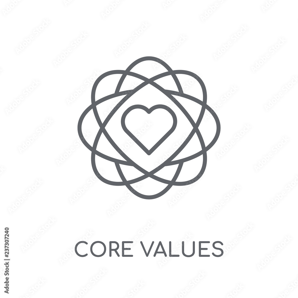 Poster core values linear icon. modern outline core values logo concept on white background from general co