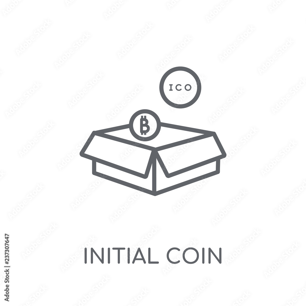 Poster initial coin offering linear icon. modern outline initial coin offering logo concept on white backgr