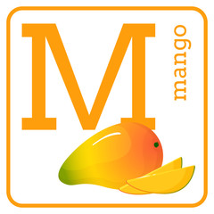 An alphabet with cute fruits, Letter M mango