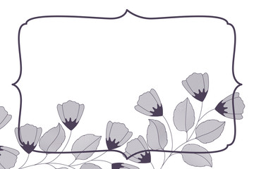frame with flowers and leaves isolated icon