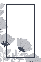 frame with flowers and leaves isolated icon