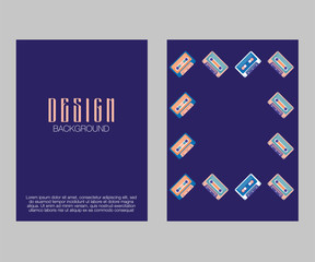 Retro style video cassette two side cover. Back and sides of paper cover
