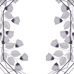 frame with flowers and leaves isolated icon