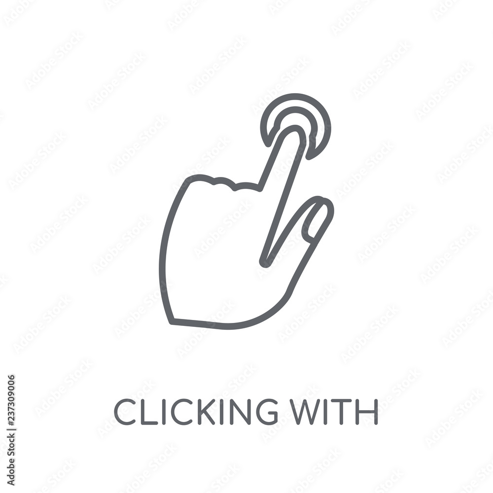 Poster clicking with the left hand linear icon. modern outline clicking with the left hand logo concept on 