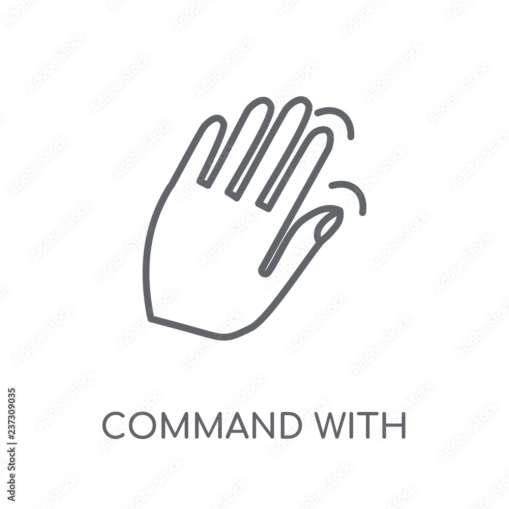 Poster command with fingers linear icon. modern outline command with fingers logo concept on white backgrou