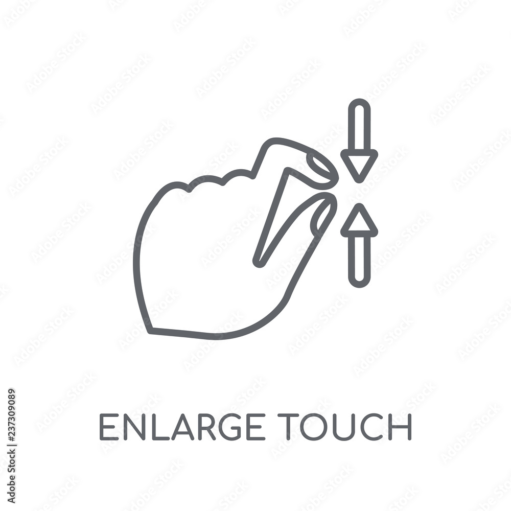 Poster enlarge touch screen gesture linear icon. modern outline enlarge touch screen gesture logo concept o