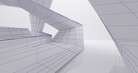 Abstract drawing white parametric interior.  3D illustration and rendering.