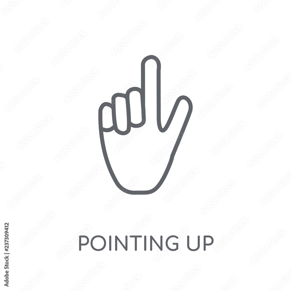 Poster pointing up linear icon. modern outline pointing up logo concept on white background from hands coll