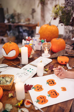 Preparing Halloween celebration.