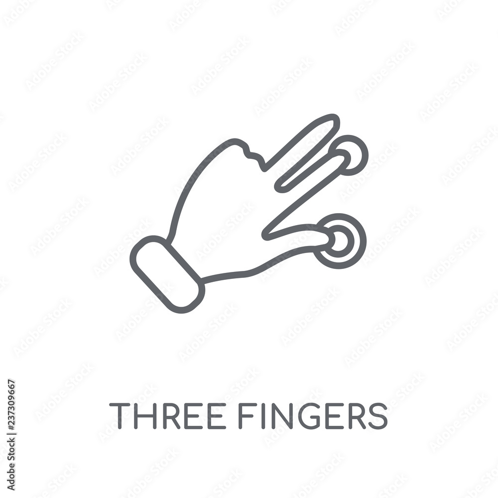 Aufkleber three fingers command linear icon. modern outline three fingers command logo concept on white backgr