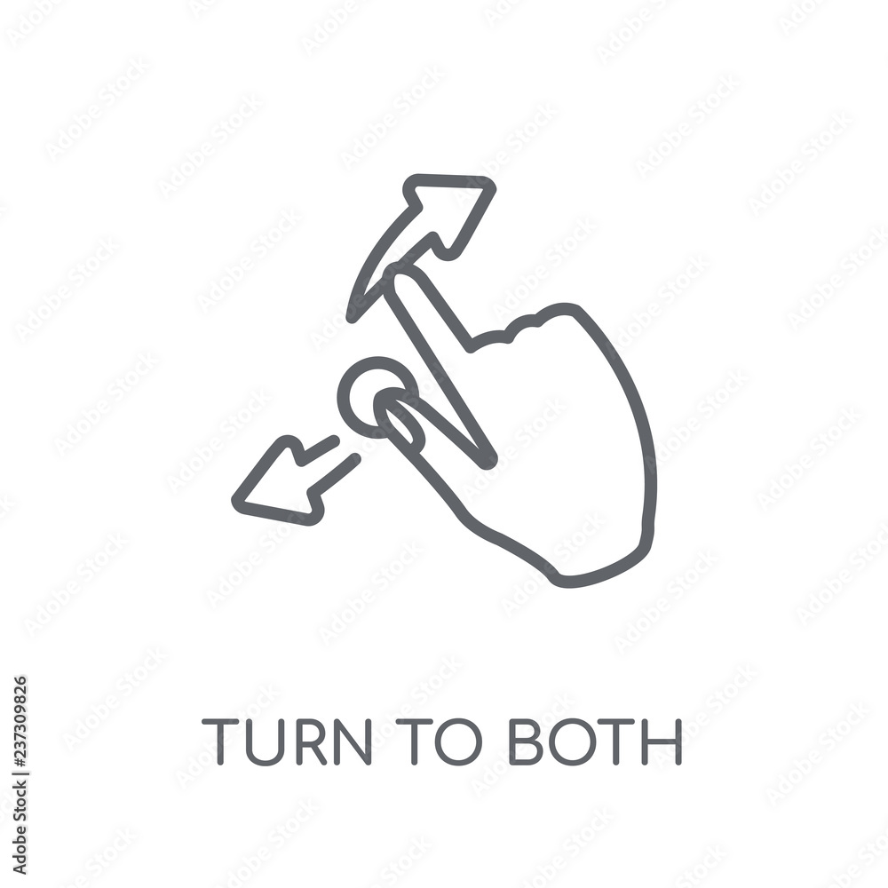 Poster turn to both directions gesture linear icon. modern outline turn to both directions gesture logo con