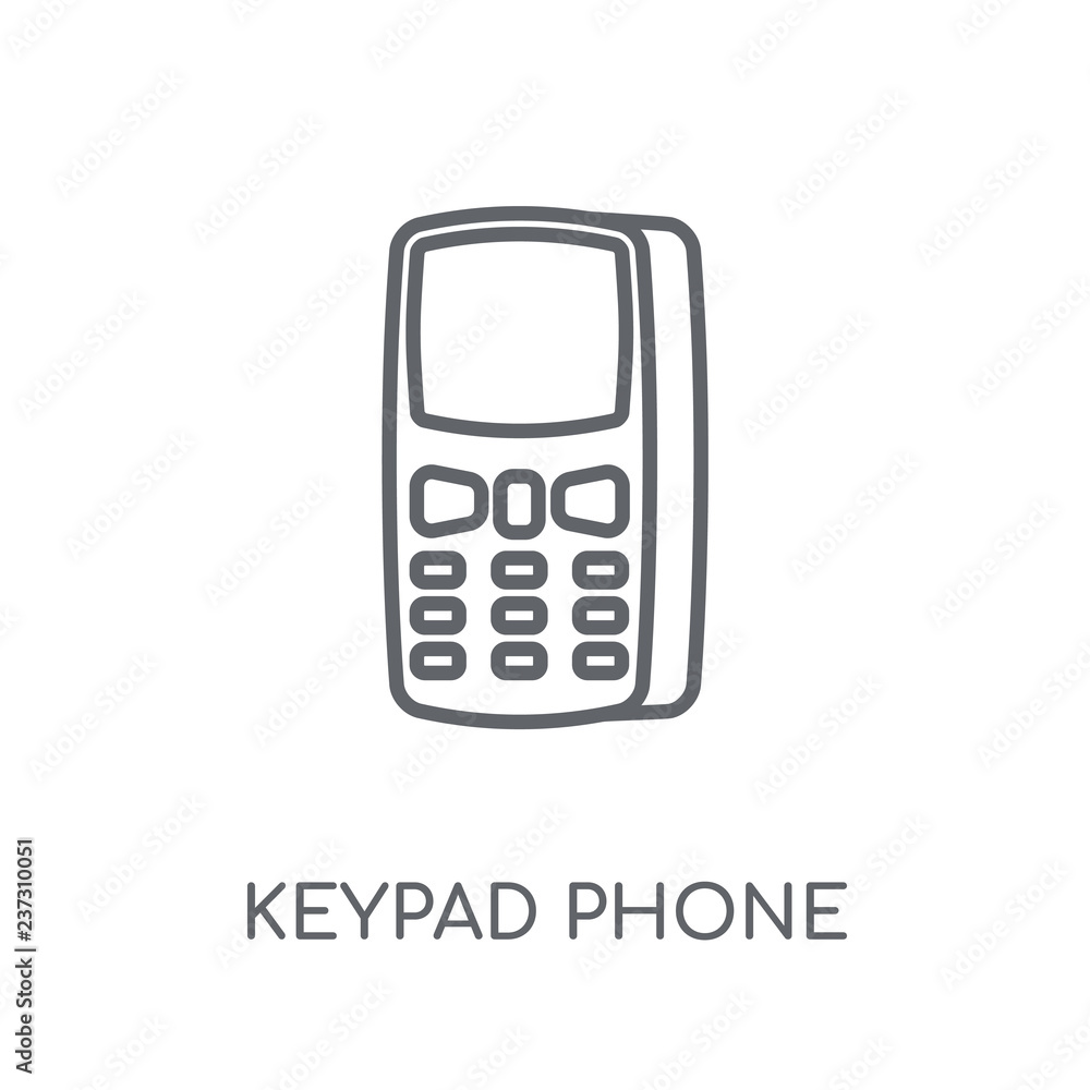 Poster keypad phone linear icon. modern outline keypad phone logo concept on white background from hardware