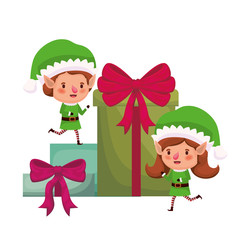 couple of elves with gifts boxs avatar character
