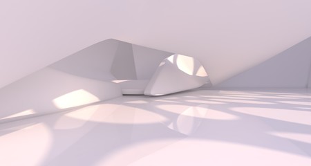 White smooth abstract architectural background. 3D illustration and rendering