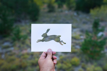 Steal silhouette on mountain background