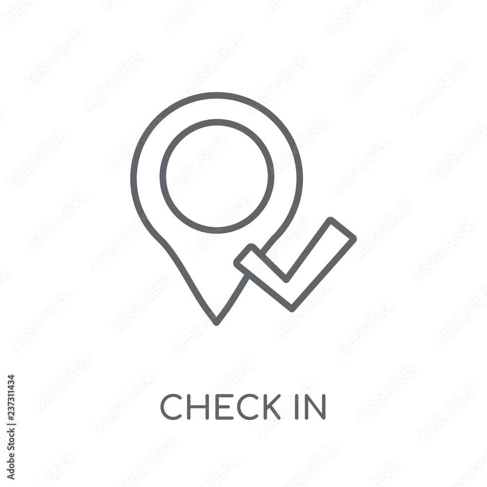Poster check in linear icon. modern outline check in logo concept on white background from hotel and restau