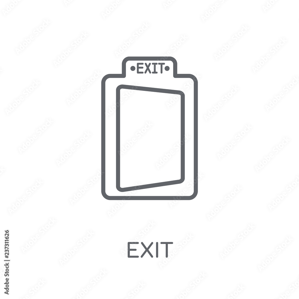 Poster exit linear icon. modern outline exit logo concept on white background from hotel and restaurant col