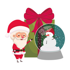 santa claus with crystal ball and gift box