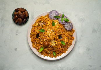 Arabic food: Chicken Kabsa it is a Traditional food in Arabian region. 