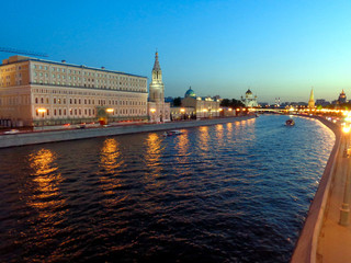 Fototapeta premium Canal in Moscow with lights