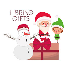 santa claus and elf with snowman avatar character