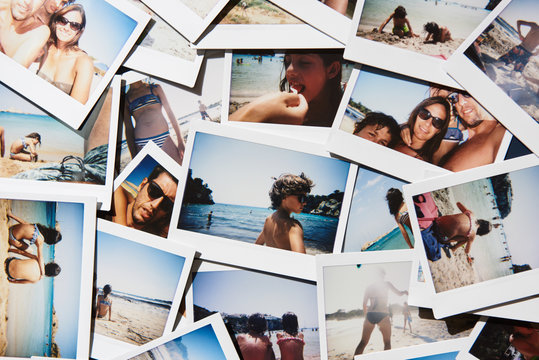 Polaroids with people having vacation