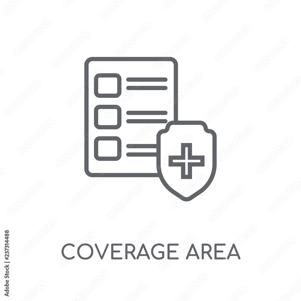 Poster Coverage Area linear icon. Modern outline Coverage Area logo concept on white background from Insurance collection