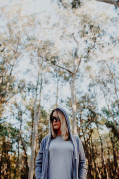 Portrait of woman in forest