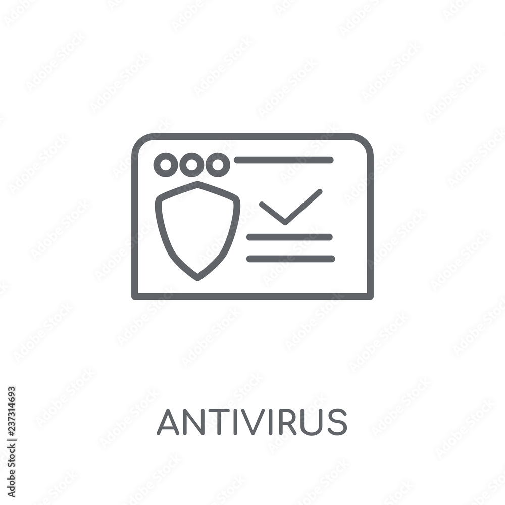 Poster antivirus linear icon. modern outline antivirus logo concept on white background from internet secur