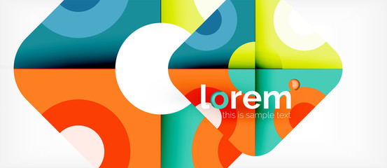 Geometric colorful shapes composition abstract background. Minimal dynamic design