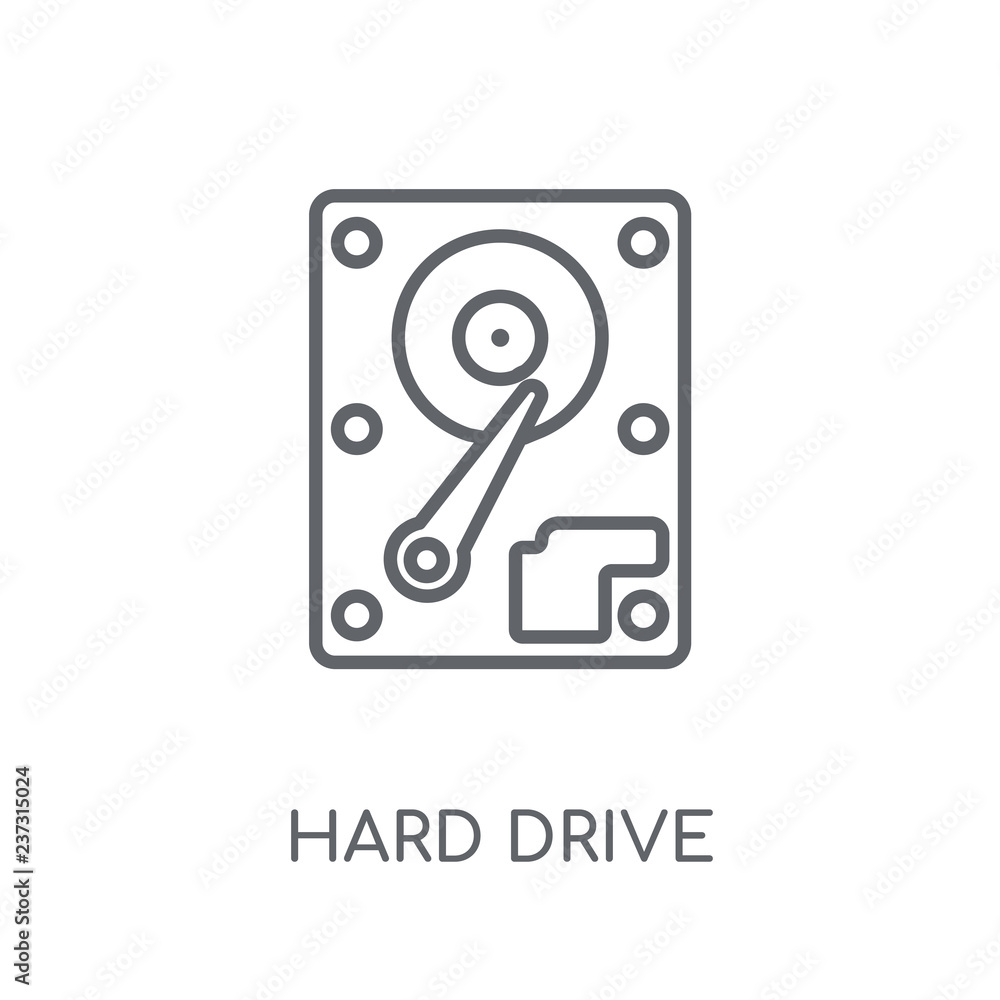 Poster hard drive linear icon. modern outline hard drive logo concept on white background from internet sec