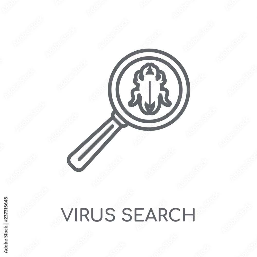 Poster virus search linear icon. modern outline virus search logo concept on white background from internet