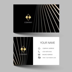 Black  and gold modern business card design. With inspiration from the abstract contact card for company. Simple clean template vector illustration EPS10.