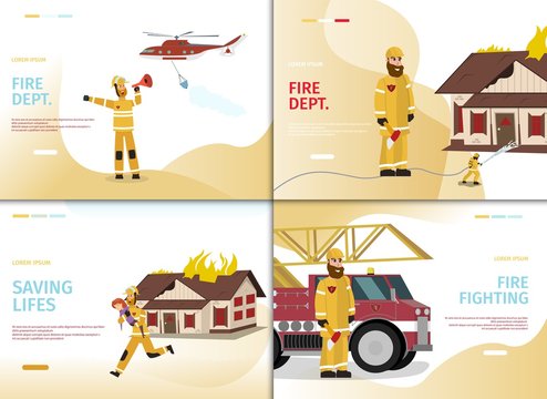 Vector Illustration Cartoon concept Firefighter