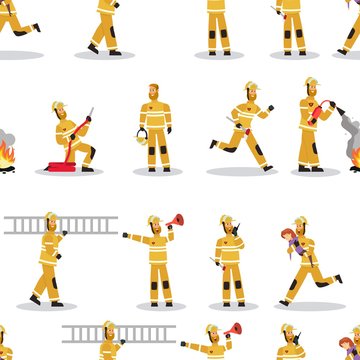 Vector image Pattern Groups Firefighter at Work