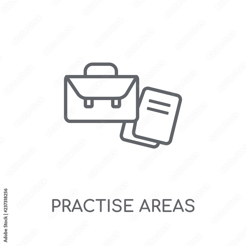 Poster practise areas linear icon. modern outline practise areas logo concept on white background from law 