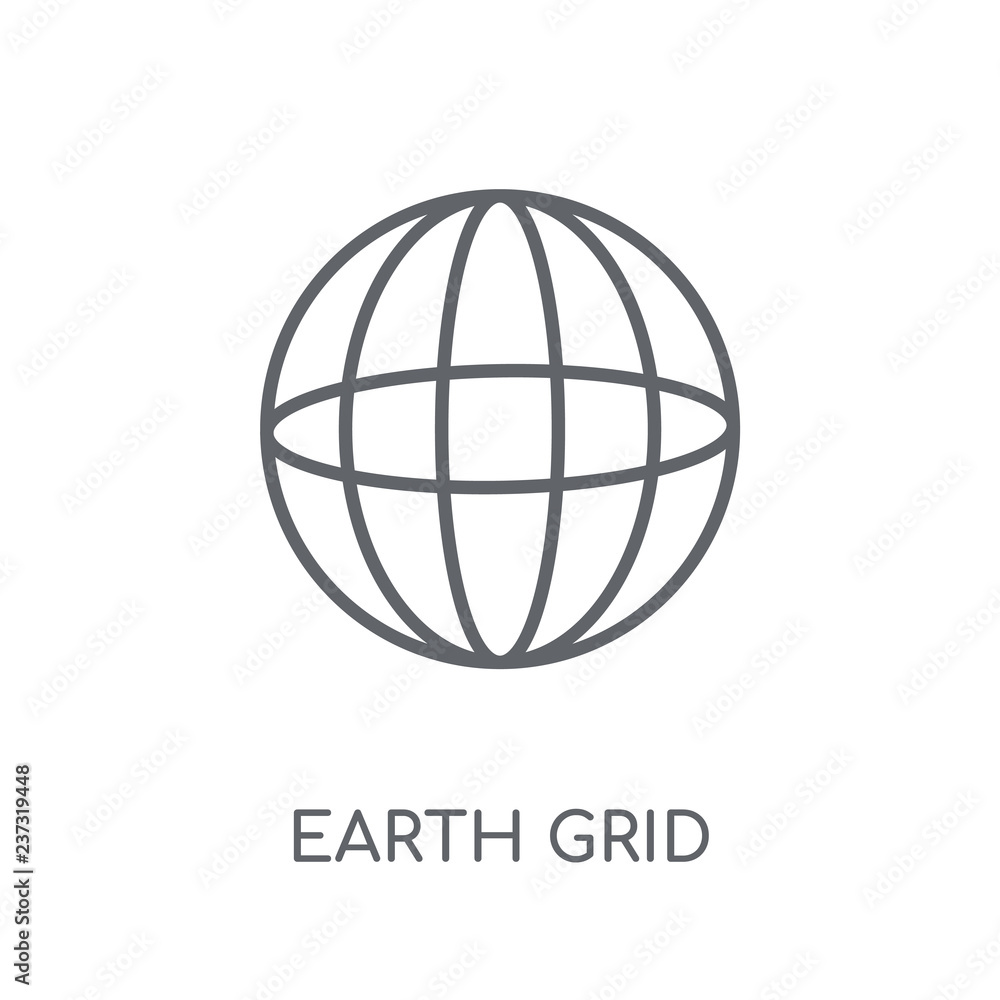 Poster earth grid linear icon. modern outline earth grid logo concept on white background from maps and loc