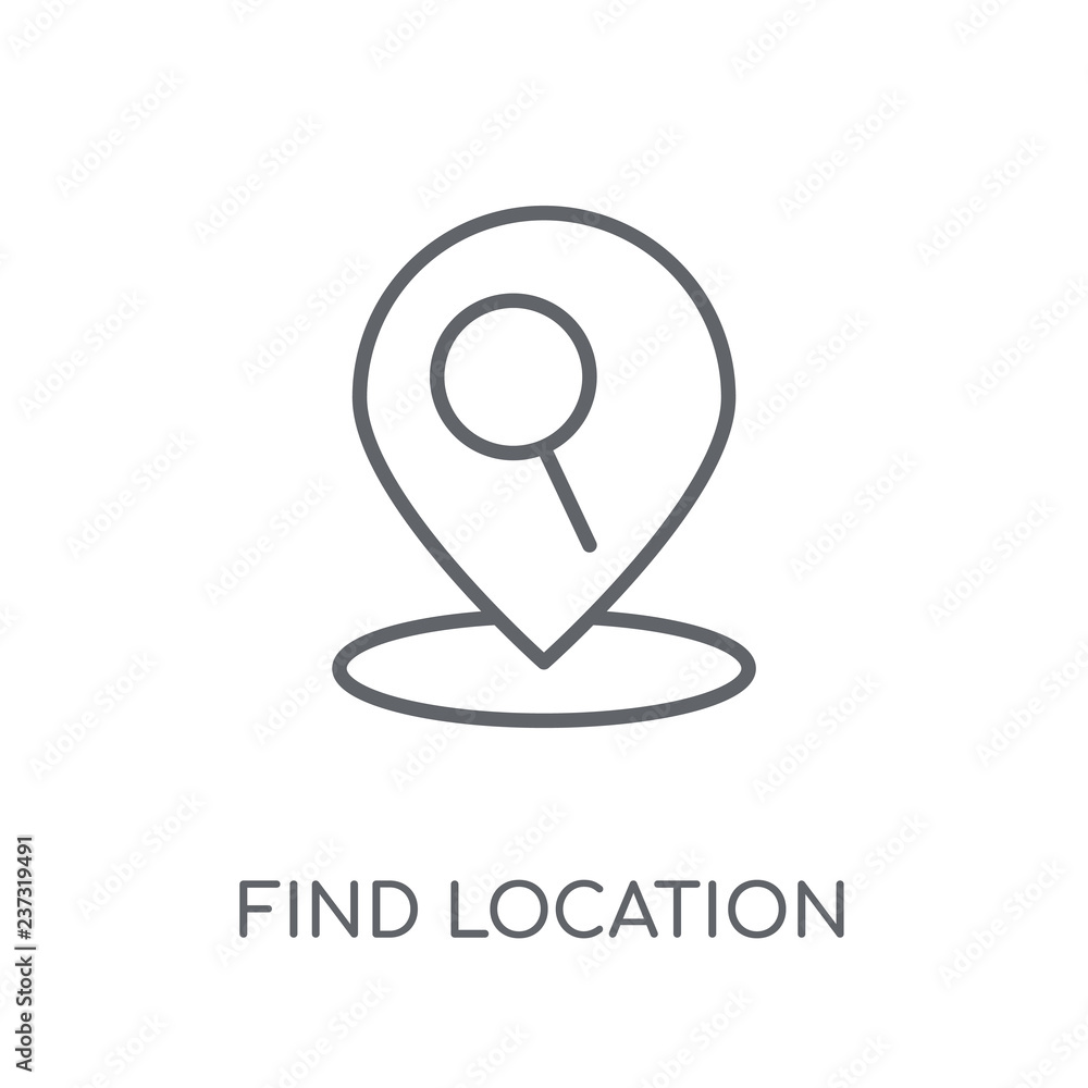 Aufkleber find location linear icon. modern outline find location logo concept on white background from maps a