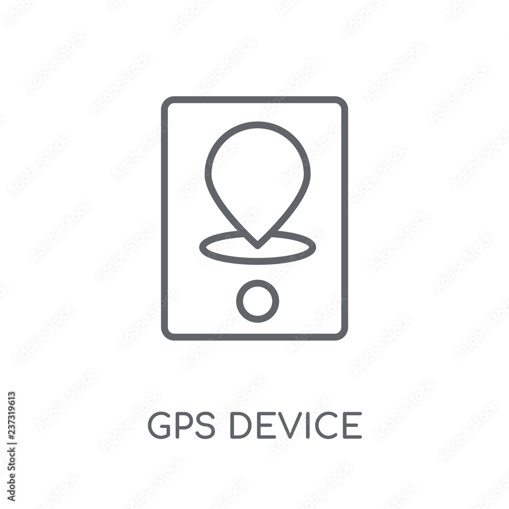 Poster gps device linear icon. modern outline gps device logo concept on white background from maps and loc