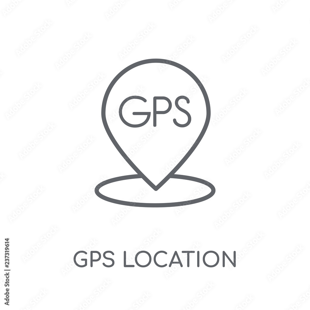 Poster gps location linear icon. modern outline gps location logo concept on white background from maps and