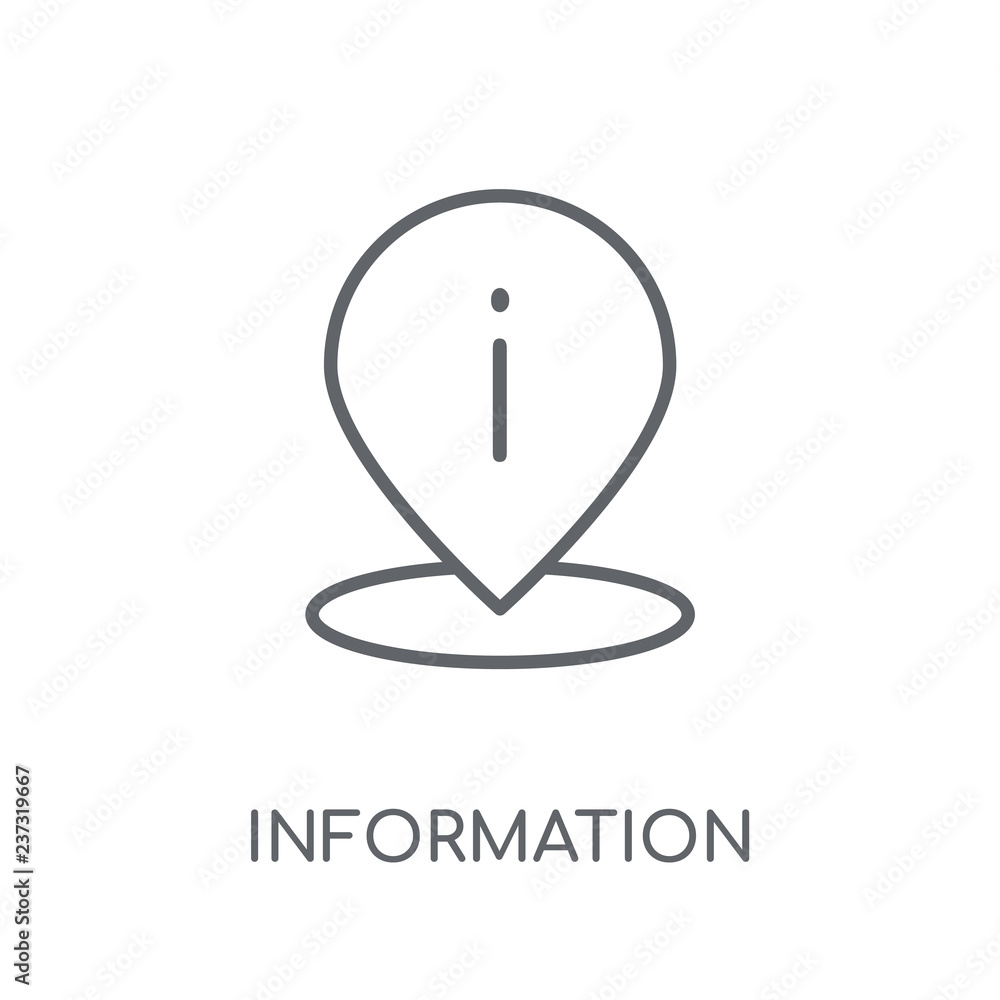 Poster information point pin linear icon. modern outline information point pin logo concept on white backgr