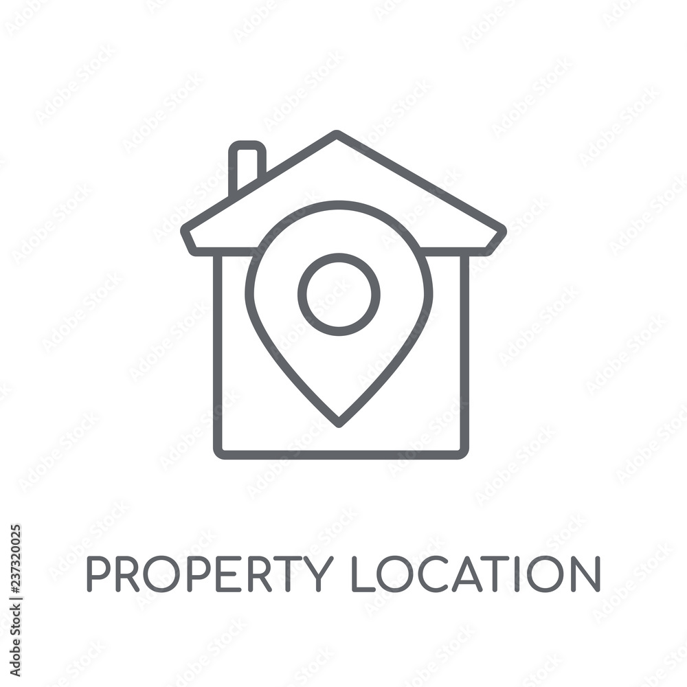 Poster property location linear icon. modern outline property location logo concept on white background fro
