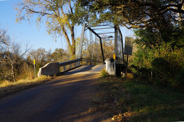 Newly renovated historic iron Piano Bridge in Dubina, Texas - erected 1885. Newly renovated and still in use