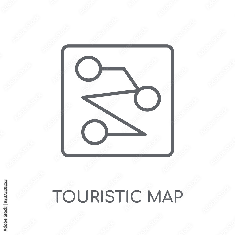 Poster touristic map linear icon. modern outline touristic map logo concept on white background from maps a
