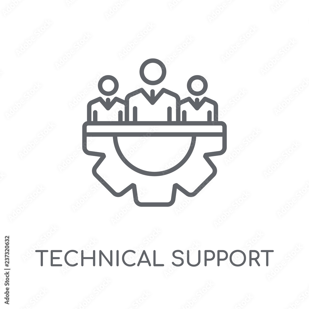 Poster technical support linear icon. modern outline technical support logo concept on white background fro