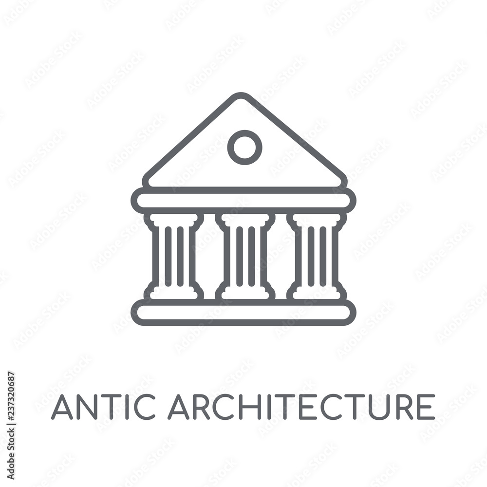 Poster antic architecture linear icon. modern outline antic architecture logo concept on white background f